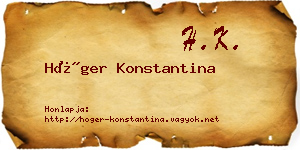 Höger Konstantina névjegykártya